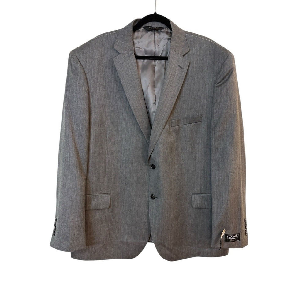 NWT Jos A Bank Grey Herringbone Blazer Wool Superfine 50r Office Formal Wedding